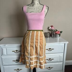 Orange cream midi skirt